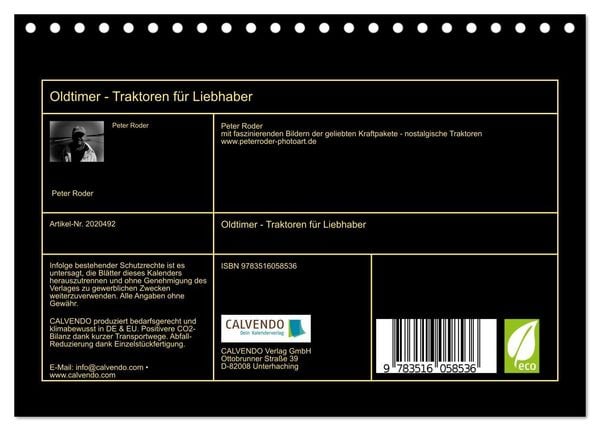 Produktbild: Oldtimer - Traktoren f&uuml;r Liebhaber (Tischkalender 2026 DIN A5 quer), CALVENDO Monatskalender
