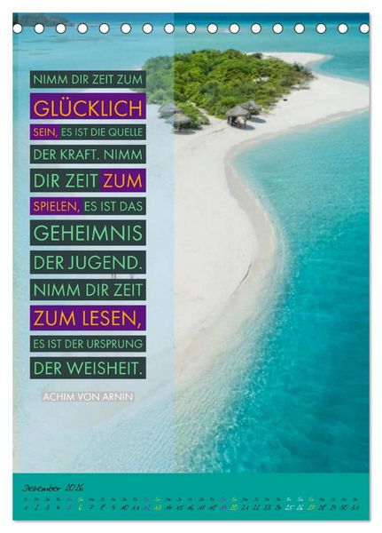 Produktbild: Aktiviere deine Gelassenheit Weisheiten und Zitate (Tischkalender 2026 DIN A5 hoch), CALVENDO Monatskalender