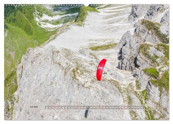 Produktbild: Paragliding - lautloses Schweben (hochwertiger Premium Wandkalender 2026 DIN A2 quer), Kunstdruck in Hochglanz
