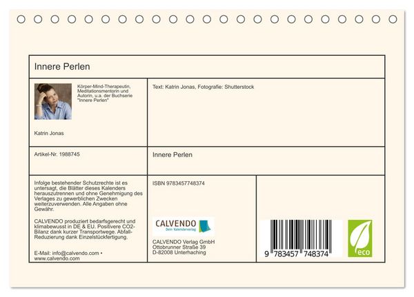 Produktbild: Innere Perlen (Tischkalender 2026 DIN A5 quer), CALVENDO Monatskalender