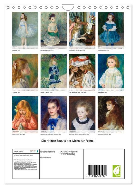 Produktbild: Die kleinen Musen des Monsieur Renoir (Wandkalender 2026 DIN A4 hoch), CALVENDO Monatskalender