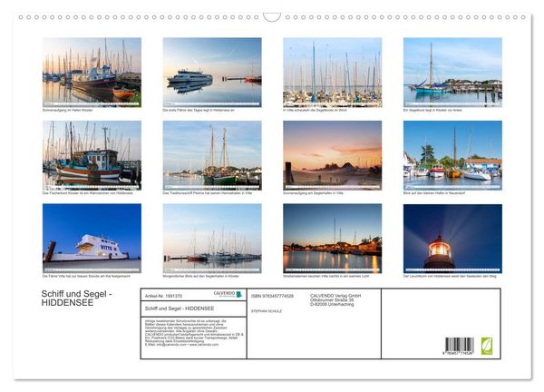 Produktbild: Schiff und Segel - HIDDENSEE (Wandkalender 2026 DIN A2 quer), CALVENDO Monatskalender