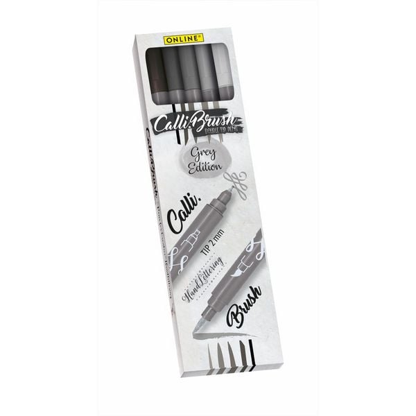 Produktbild: ONLINE Kalligraphiestifte Calli Brush Grey Edition grau 5 St&uuml;ck