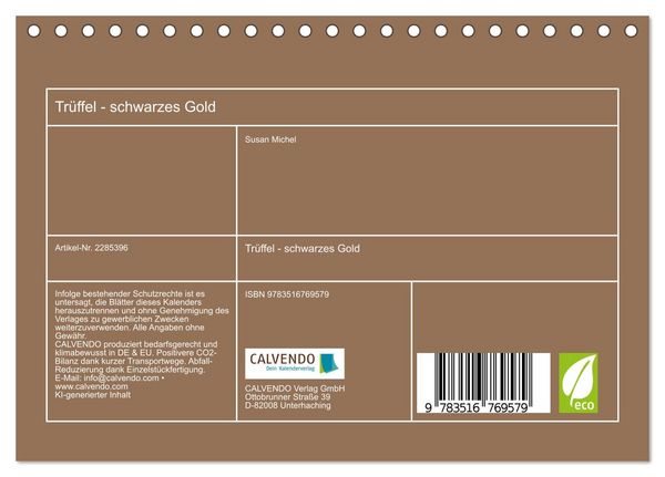 Produktbild: Tr&uuml;ffel - schwarzes Gold (Tischkalender 2027 DIN A5 quer), CALVENDO Monatskalender