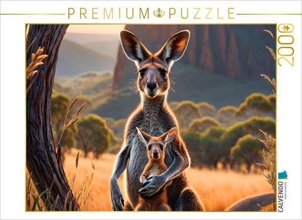 CALVENDO Puzzle Fürsorgliche Känguru-Mutter beschützt ihr Junges | 2000 Teile Lege-Größe 90x67cm Foto-Puzzle für glückliche Stunden, Sonstige von ,