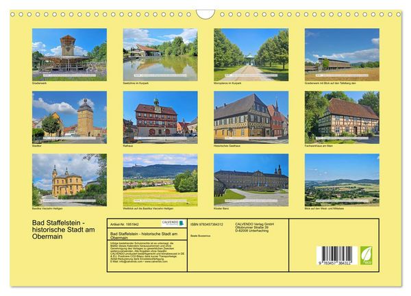 Produktbild: Bad Staffelstein - historische Stadt am Obermain (Wandkalender 2026 DIN A3 quer), CALVENDO Monatskalender
