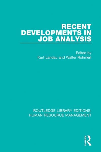 Produktbild: Recent Developments in Job Analysis