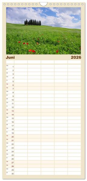 Produktbild: Familienplaner 2026 - Toskana &ndash; Traumlandschaft in Italien mit 5 Spalten (Wandkalender, 21 x 45 cm) CALVENDO