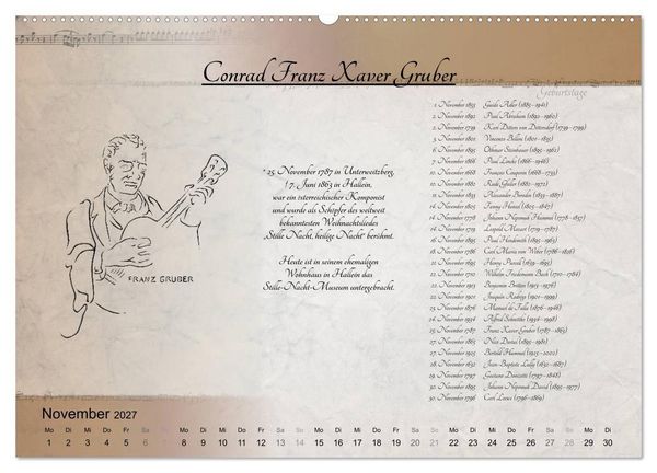 Produktbild: Von Mozart bis Beethoven (hochwertiger Premium Wandkalender 2027 DIN A2 quer), Kunstdruck in Hochglanz