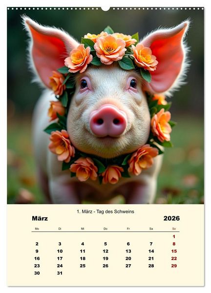 Produktbild: Blumenbekr&auml;nzte Haustiere zu ihrem Feiertag (Wandkalender 2026 DIN A2 hoch), CALVENDO Monatskalender