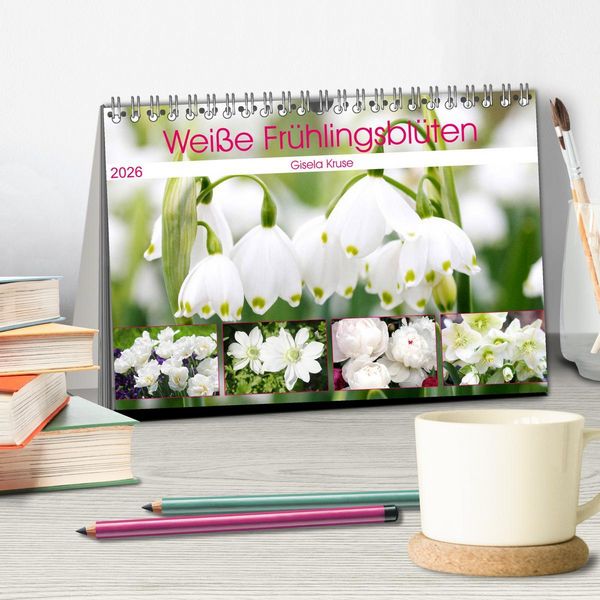 Produktbild: Wei&szlig;e Fr&uuml;hlingsbl&uuml;ten (Tischkalender 2026 DIN A5 quer), CALVENDO Monatskalender