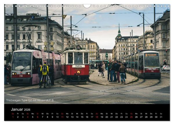 Produktbild: Historische Stra&szlig;enbahnen in Wien (Wandkalender 2026 DIN A3 quer), CALVENDO Monatskalender