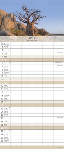 Produktbild: Traumziele 2026 Familienplaner - Familienkalender - Wandkalender - 19,5x45