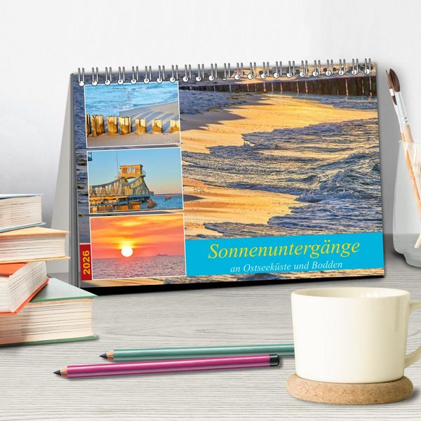 Produktbild: Sonnenunterg&auml;nge an Ostseek&uuml;ste und Bodden (Tischkalender 2026 DIN A5 quer), CALVENDO Monatskalender