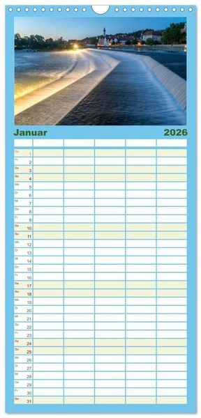 Produktbild: Familienplaner 2026 - Bayern bei Nacht mit 5 Spalten (Wandkalender, 21 x 45 cm) CALVENDO