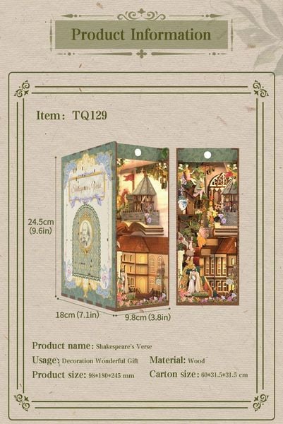 Produktbild: Book Nook DIY B&uuml;cherecke Shakespears Verse