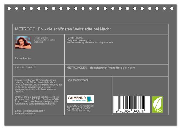 Produktbild: METROPOLEN - die sch&ouml;nsten Weltst&auml;dte bei Nacht (Tischkalender 2026 DIN A5 quer), CALVENDO Monatskalender