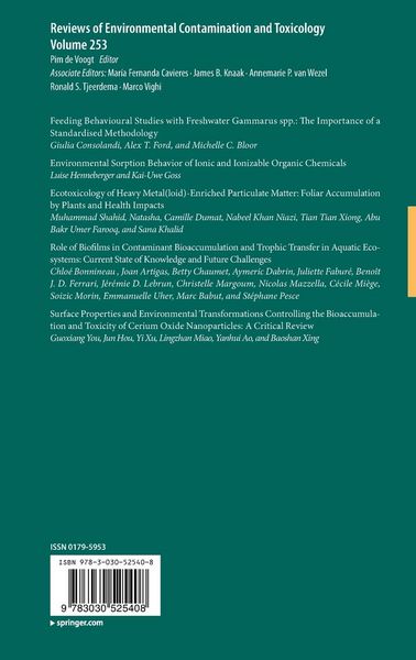 Produktbild: Reviews of Environmental Contamination and Toxicology Volume 253