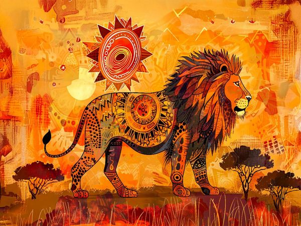 Produktbild: CALVENDO Puzzle L&ouml;we in leuchtender Savannenlandschaft | 1000 Teile Lege-Gr&ouml;&szlig;e 64x48cm Foto-Puzzle f&uuml;r gl&uuml;ckliche Stunden