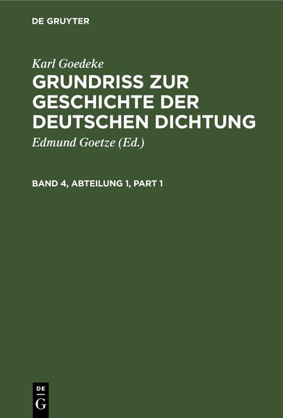 Produktbild: Grundriss zur Geschichte der deutschen Dichtung. Band 4, Abteilung 1
