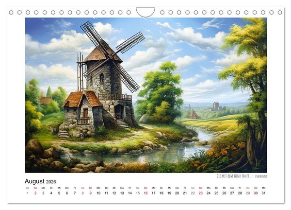 Produktbild: Windm&uuml;hlenzauber (Wandkalender 2026 DIN A4 quer), CALVENDO Monatskalender