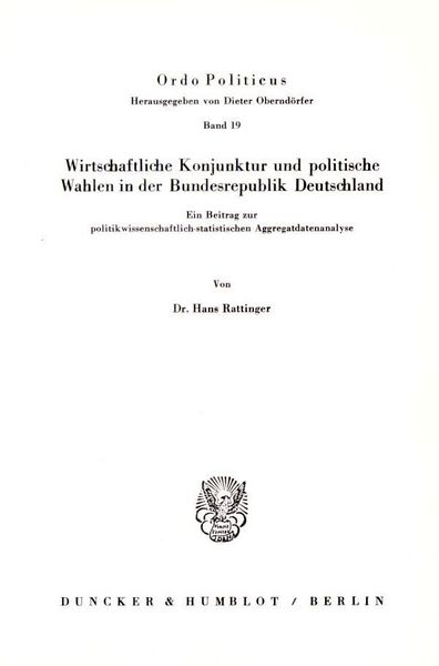 Produktbild: Wirtschaftliche Konjunktur und politische Wahlen in der Bundesrepublik Deutschland.