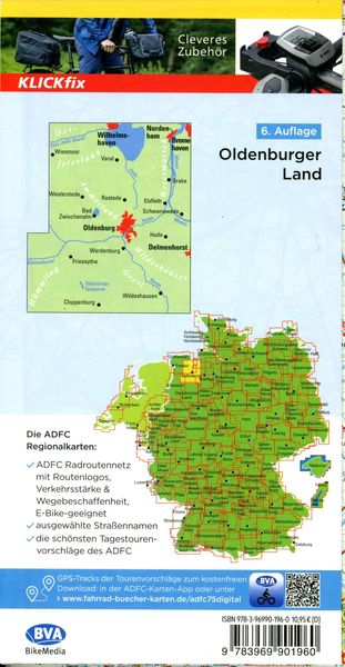 Produktbild: BVA ADFC Regionalkarte Oldenburger Land, mit Knotenpunkten 1:75.000
