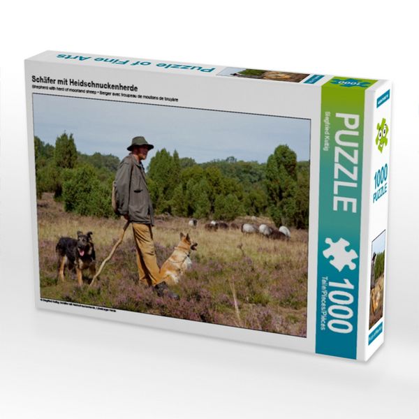 CALVENDO Puzzle Schäfer mit Heidschnuckenherde | 1000 Teile Lege-Größe 64x48cm Foto-Puzzle für glückliche Stunden