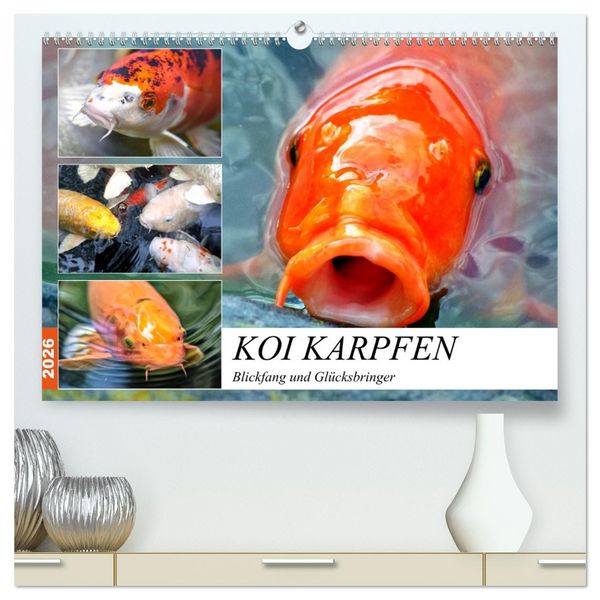Produktbild: Koi Karpfen. Blickfang und Gl&uuml;cksbringer (hochwertiger Premium Wandkalender 2026 DIN A2 quer), Kunstdruck in Hochglanz