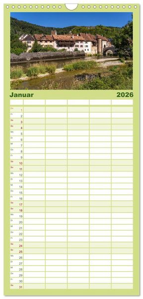 Produktbild: Familienplaner 2026 - Schweiz - Saint-Ursanne mit 5 Spalten (Wandkalender, 21 x 45 cm) CALVENDO