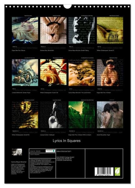 Produktbild: Lyrics In Squares (Wandkalender 2026 DIN A3 hoch), CALVENDO Monatskalender