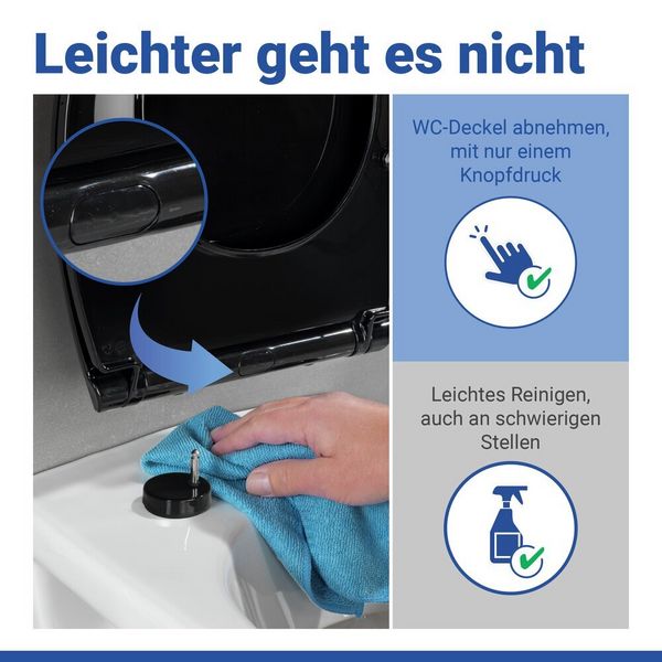 Produktbild: WC Sitz Mod. Kos Schwarz, Toilettendeckel mit Absenkautomatik