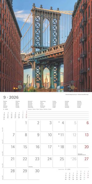 Produktbild: New York 2026 - Broschürenkalender 30x30 cm (30x60 geöffnet) - Kalender mit Platz für Notizen - Bildkalender - Wandplaner - Wandkalender