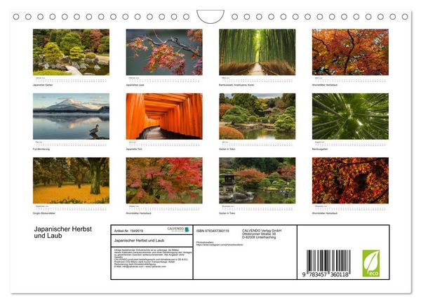 Produktbild: Japanischer Herbst und Laub (Wandkalender 2026 DIN A4 quer), CALVENDO Monatskalender
