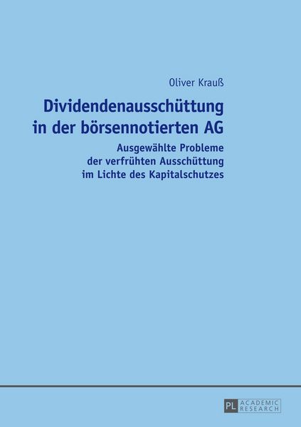 Produktbild: Dividendenaussch&uuml;ttung in der b&ouml;rsennotierten AG