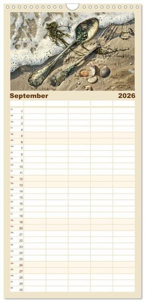 Produktbild: Familienplaner 2026 - Strandgut mit 5 Spalten (Wandkalender, 21 x 45 cm) CALVENDO