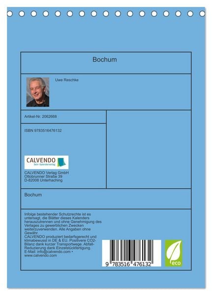 Produktbild: Bochum (Tischkalender 2026 DIN A5 hoch), CALVENDO Monatskalender