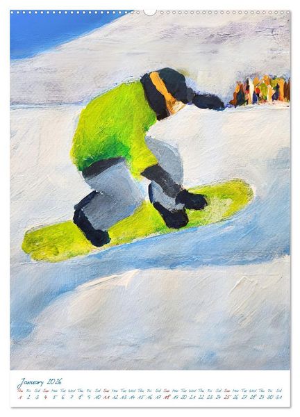Produktbild: Colourful snowboard power world (High Quality Premium Wall Calendar 2026 DIN A2 portrait),CALVENDO 12 Month Wall Calendar