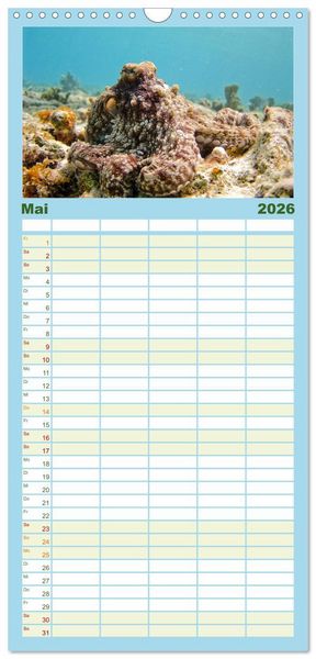 Produktbild: Familienplaner 2026 - Tiefsee - Ein Abenteuer ins Unbekannte. mit 5 Spalten (Wandkalender, 21 x 45 cm) CALVENDO