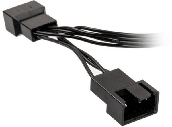 Produktbild: PC-L&uuml;fter Y-Kabel [1x PC-L&uuml;fter Buchse 4pol. - 2x PC-L&uuml;fter Buchse 4pol.] 0.35 m Schwarz Kolink