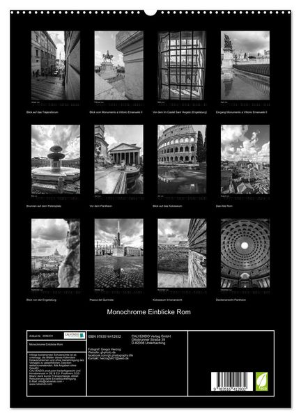 Produktbild: Monochrome Einblicke Rom (hochwertiger Premium Wandkalender 2026 DIN A2 hoch), Kunstdruck in Hochglanz