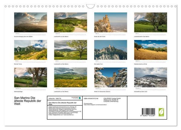 Produktbild: San Marino Die &auml;lteste Republik der Welt (Wandkalender 2026 DIN A3 quer), CALVENDO Monatskalender