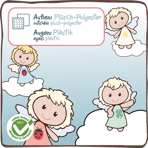 Produktbild: NICI 34553 - Schl&uuml;sselanh&auml;nger Schutzengel mit Kleeblatt Ich bring dir Gl&uuml;ck, Gl&uuml;cksbringer, gr&uuml;n, 7 cm
