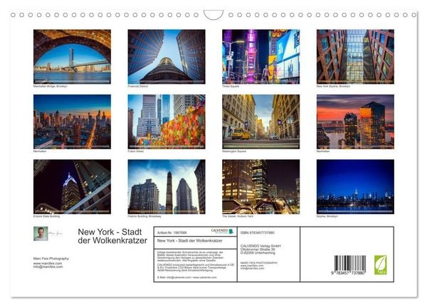 Produktbild: New York - Stadt der Wolkenkratzer (Wandkalender 2026 DIN A3 quer), CALVENDO Monatskalender