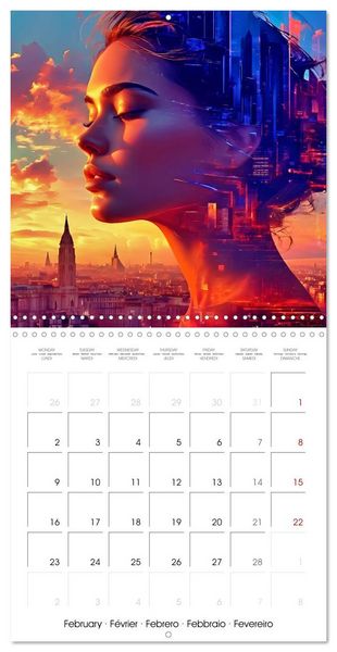 Produktbild: City faces AI beauties in world metropolises (Wall Calendar 2026 12 &times; 12 Inch) CALVENDO 12 Month Wall Calendar