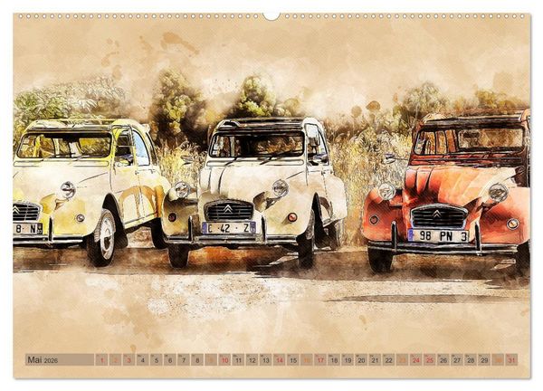 Produktbild: Die Ente, Deux Chevaux, 2CV (hochwertiger Premium Wandkalender 2026 DIN A2 quer), Kunstdruck in Hochglanz
