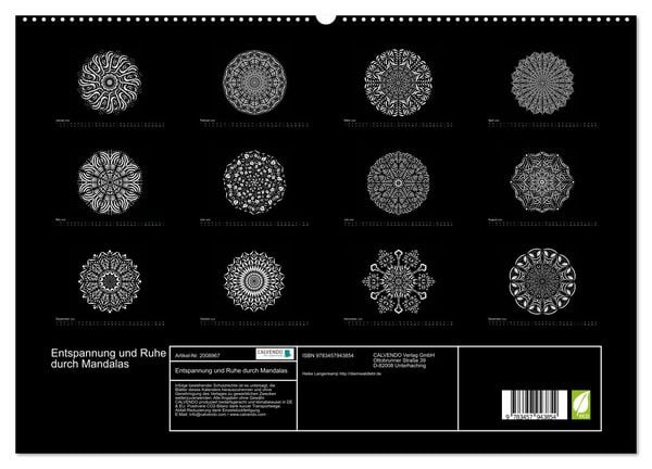 Produktbild: Entspannung und Ruhe durch Mandalas (hochwertiger Premium Wandkalender 2026 DIN A2 quer), Kunstdruck in Hochglanz