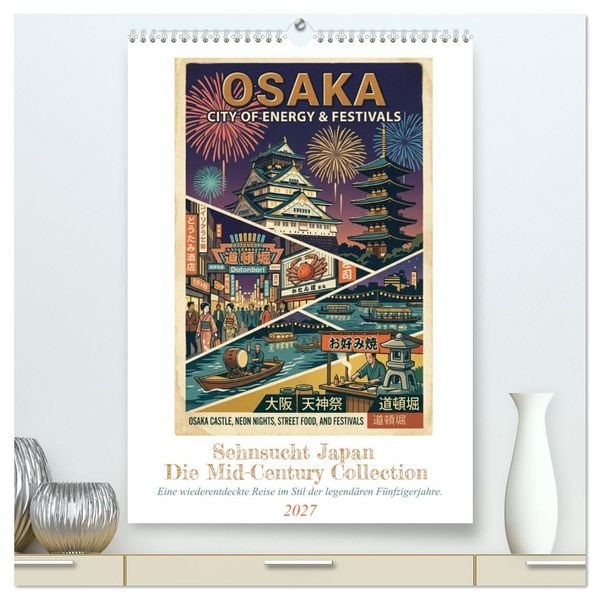 Produktbild: Sehnsucht Japan &ndash; Die Mid-Century Collection (hochwertiger Premium Wandkalender 2027 DIN A2 hoch), Kunstdruck in Hochglanz