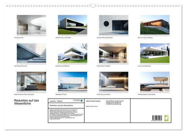Produktbild: Reduktion auf das Wesentliche (Wandkalender 2026 DIN A2 quer), CALVENDO Monatskalender