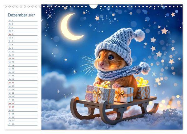 Produktbild: Mondpf&ouml;tchen - Ein zauberhafter Hamster Gute-Nacht-Kalender (Wandkalender 2027 DIN A3 quer), CALVENDO Monatskalender